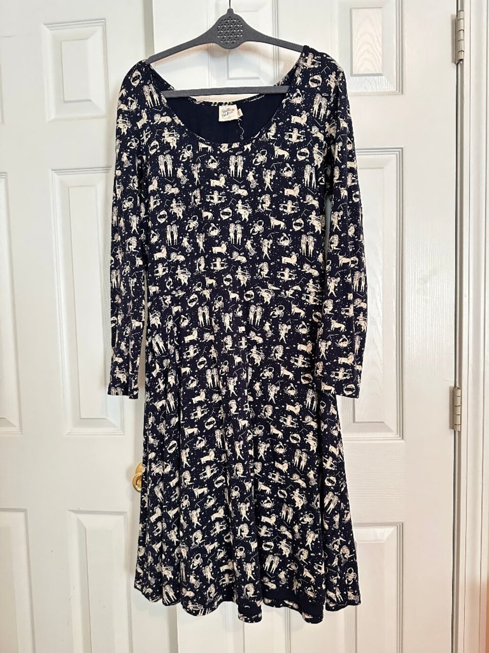 Mata Traders Cotton Jersey XL Long Sleeve Dress EUC Zodiac Print